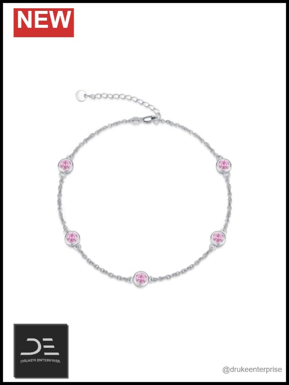 925 Sterling Silver Heart Birthstone Bracelet Adjustable Women Jewelry Gift